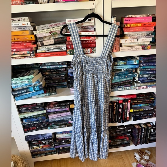Max Studio Dresses & Skirts - Max studio blue white gingham plaid checker tiered ruffle romantic maxi dress